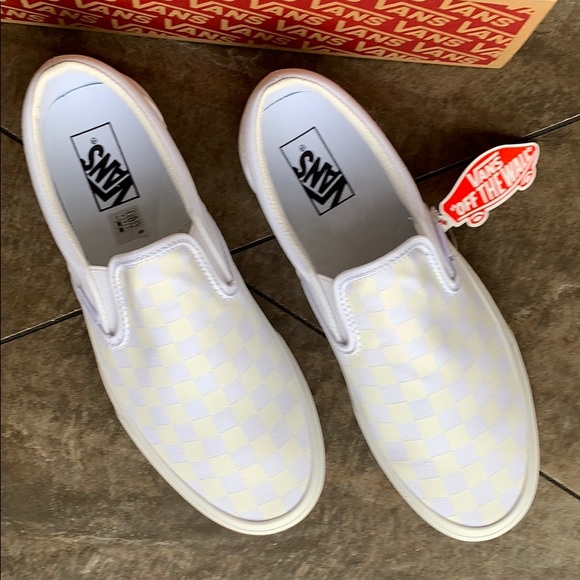 “VANS CLASSIC SLIP ON CHECKERBOARD TRUE WHITE Mens - Picture 4 of 16